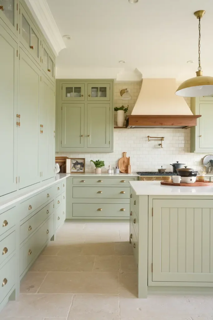 Pistachio Green + Cream-kitchen color combinations