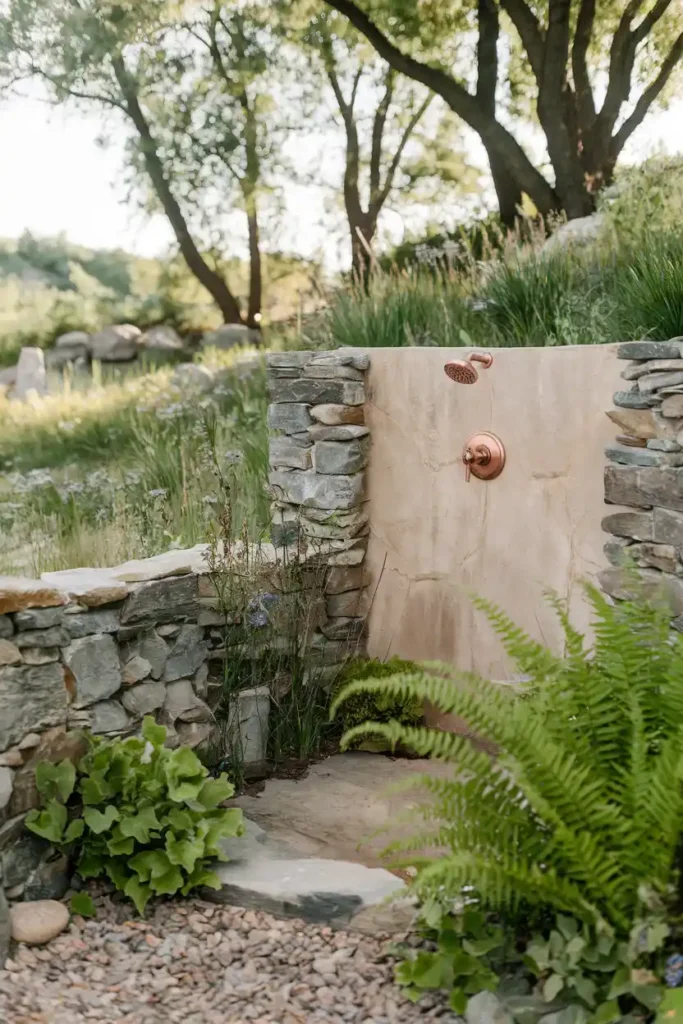 Rustic Stone Setupsready-outdoor shower ideas