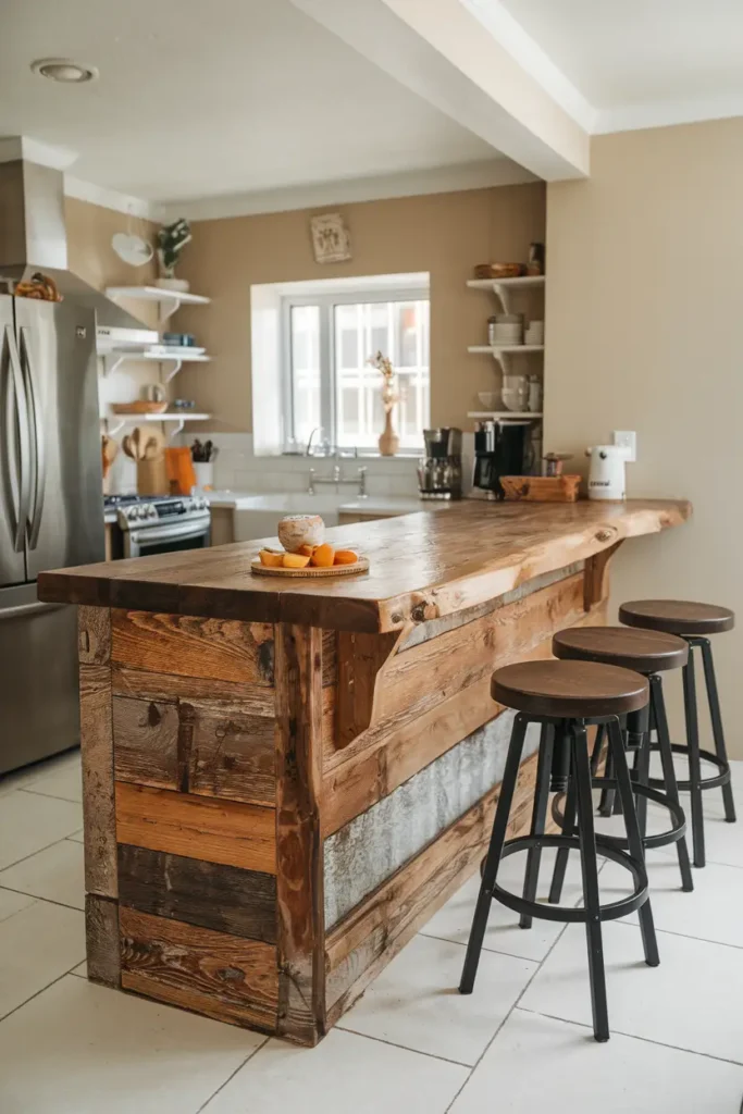 Rustic Wooden Breakfast Bar-diy breakfast bar ideas