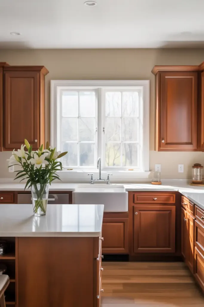 Sherwin Williams Alpaca-paint color cherry cabinets