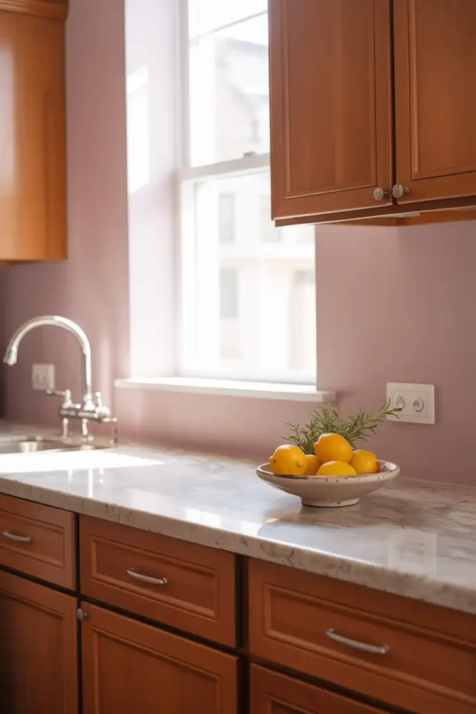 Soft Mushroom-paint color cherry cabinets