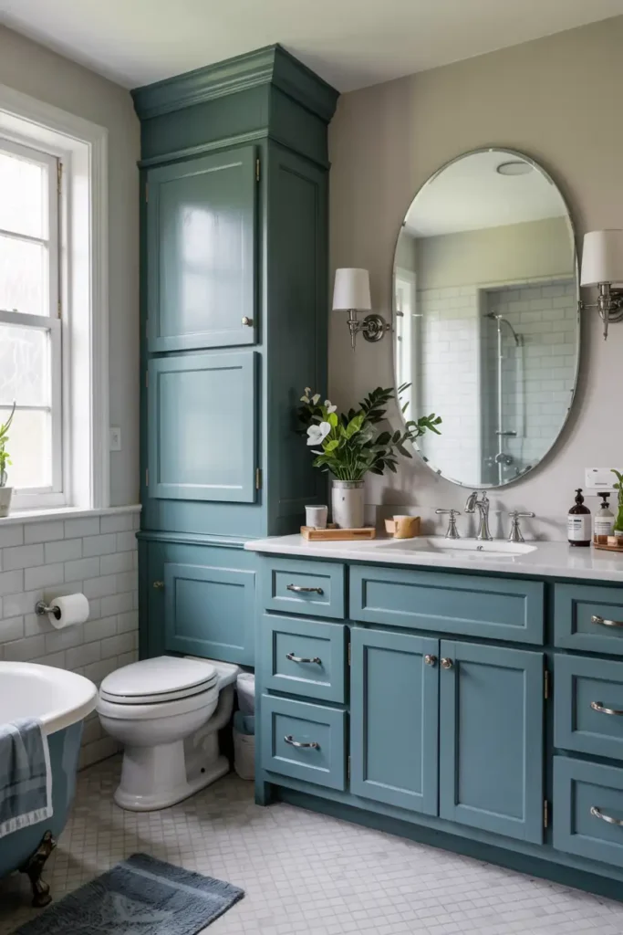 Teal-paint colors for bathroom cabinets