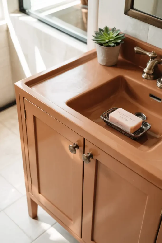 Terracotta-paint colors for bathroom cabinets