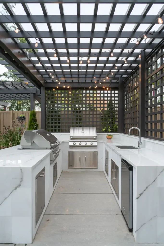 Trellis-Covered Kitchen
