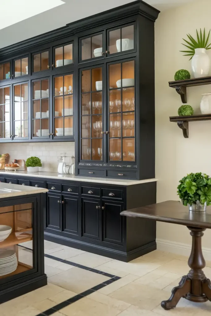 Try Black Cabinets with Glass Doors