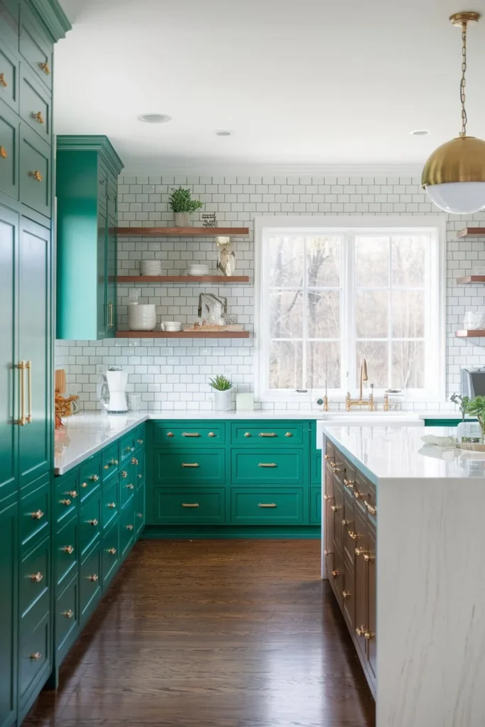 Vibrant Emerald Green-best paint colors for kitchen cabinets