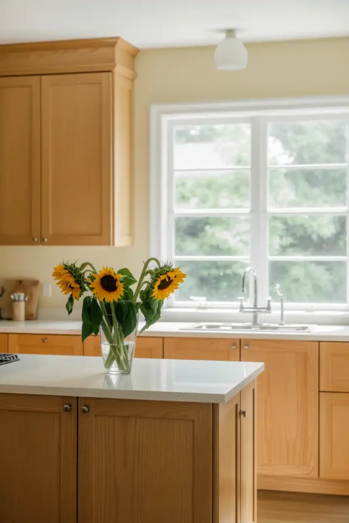 Warm Beige-what color to paint kitchen with honey oak cabinets