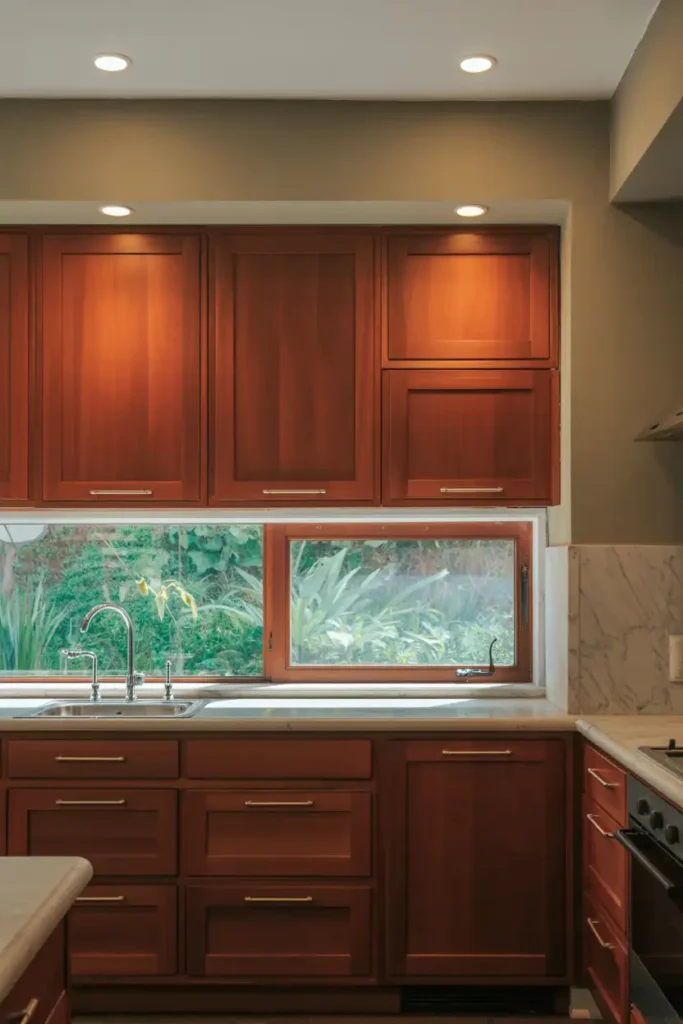 Warm Stone Gray-paint color cherry cabinets