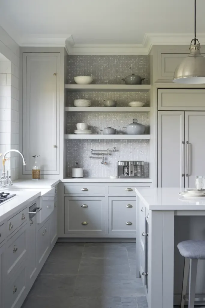White + Gray + Silver-kitchen color combinations