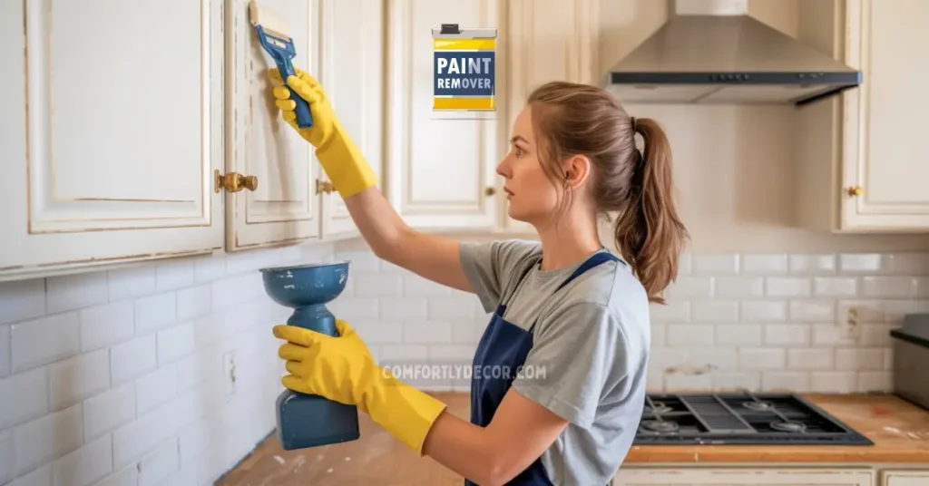 how to remove old paint from kitchen cabinets
