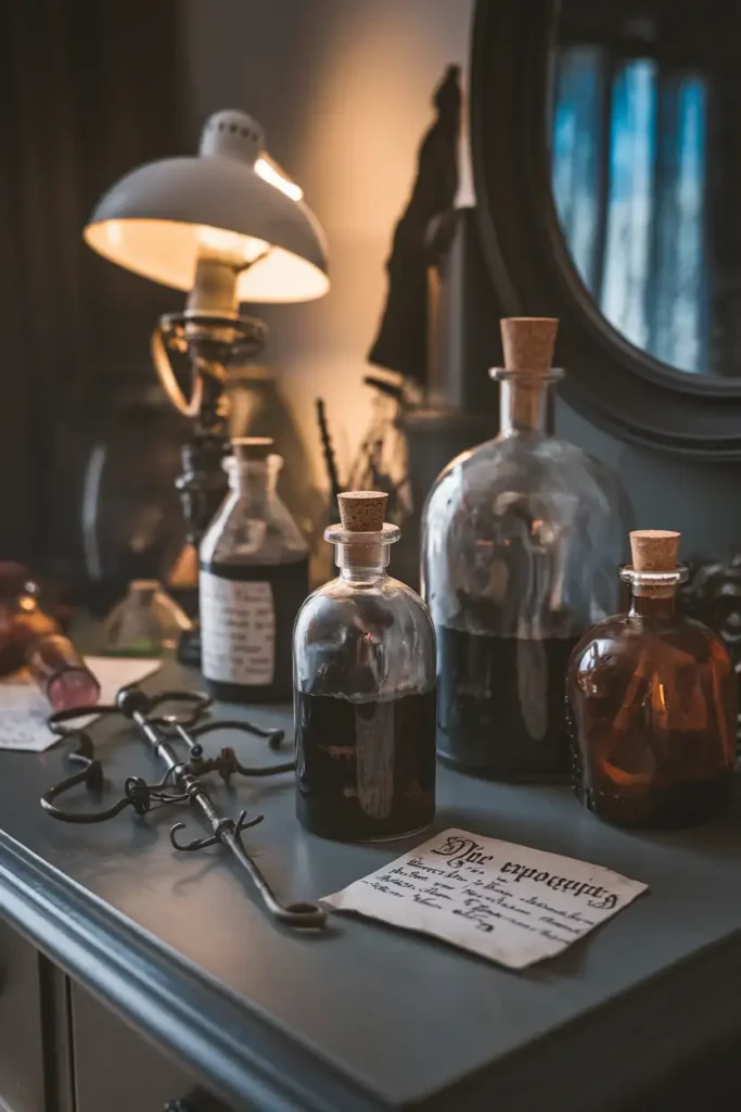 Antique Apothecary Bottles-spooky halloween bedroom decor