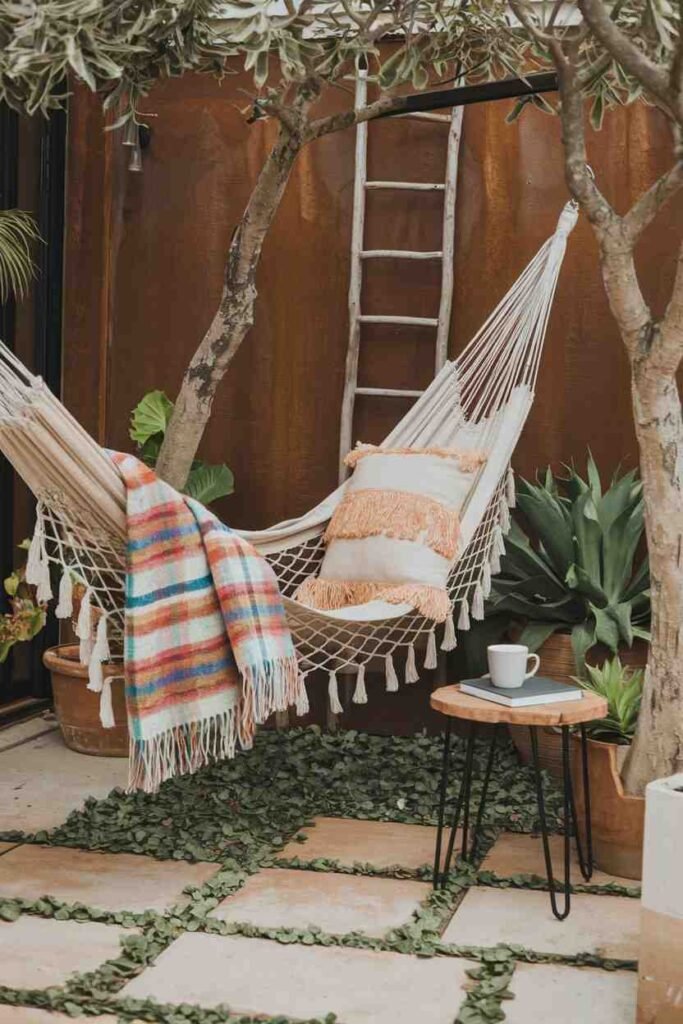Boho Hammock Nook-outdoor patio ideas