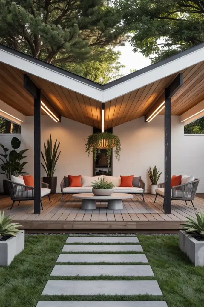 Butterfly Roof Design-patio roof extension ideas