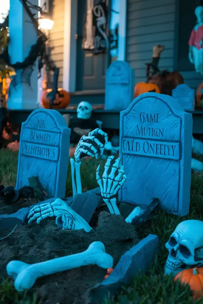 Cemetery Scene-halloween front porch ideas