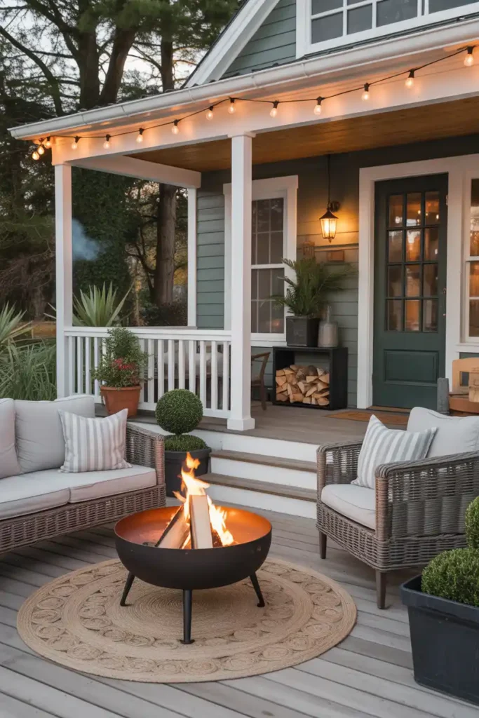 Cozy Fire Feature-Front Porch Ideas