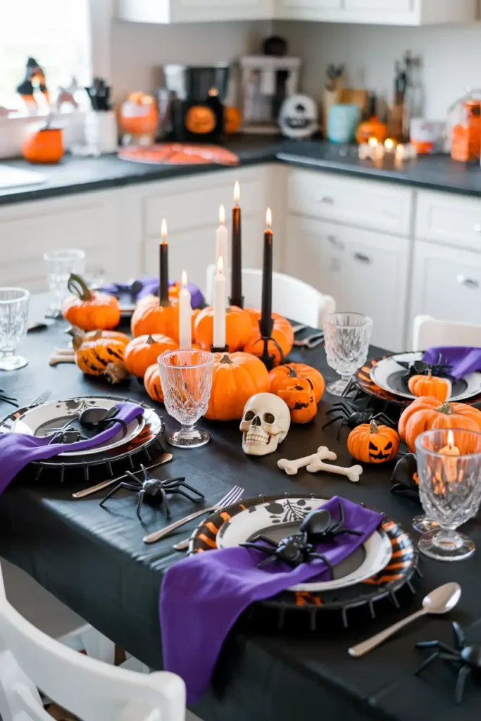 Creepy Crawler Table Settings-halloween kitchen decor ideas
