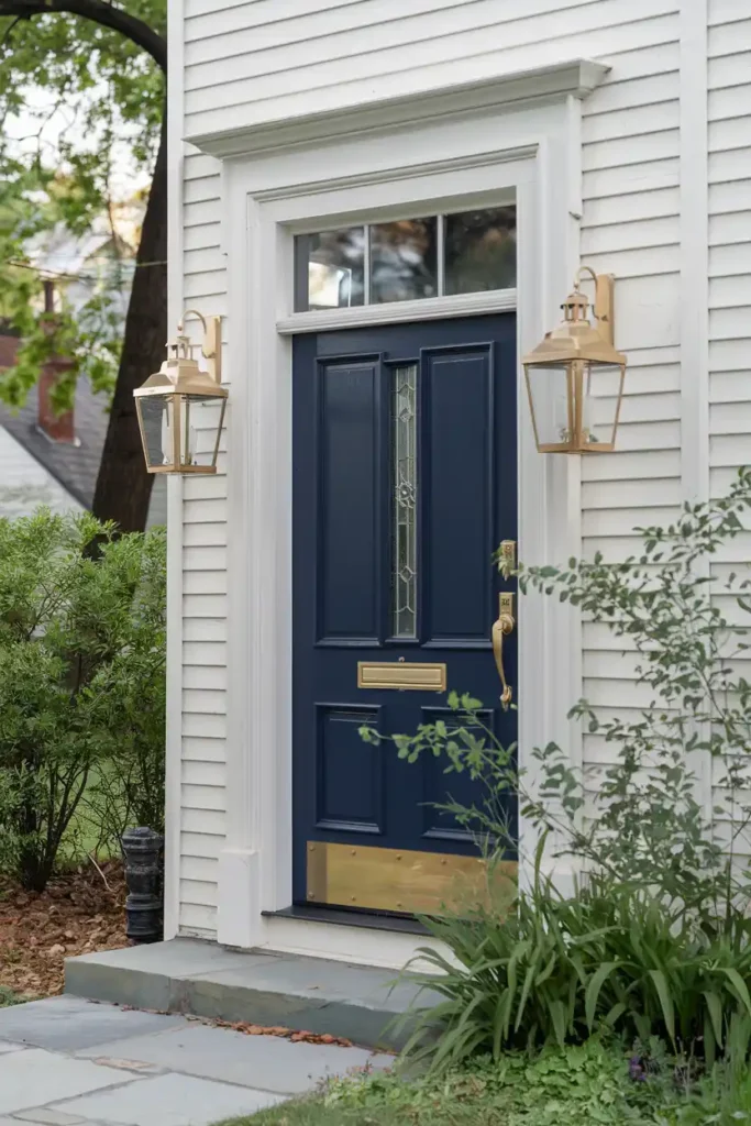 Deep Navy Blue with Brass Accents
