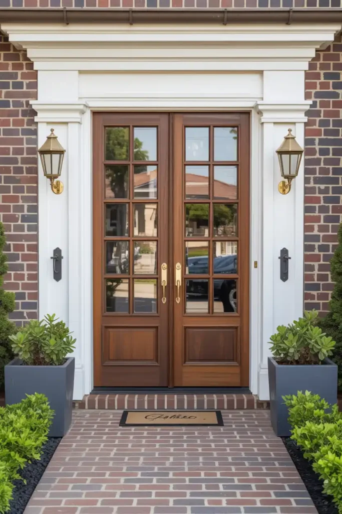 Double French Doors for Grand Entrances-door ideas to enhance curb appeal