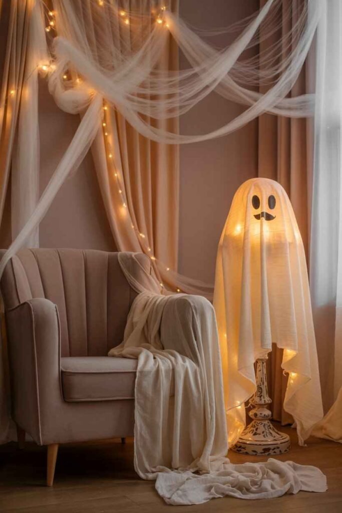 Ethereal Fabrics and Ghostly Drapes-Cozy Halloween Aesthetic Decor