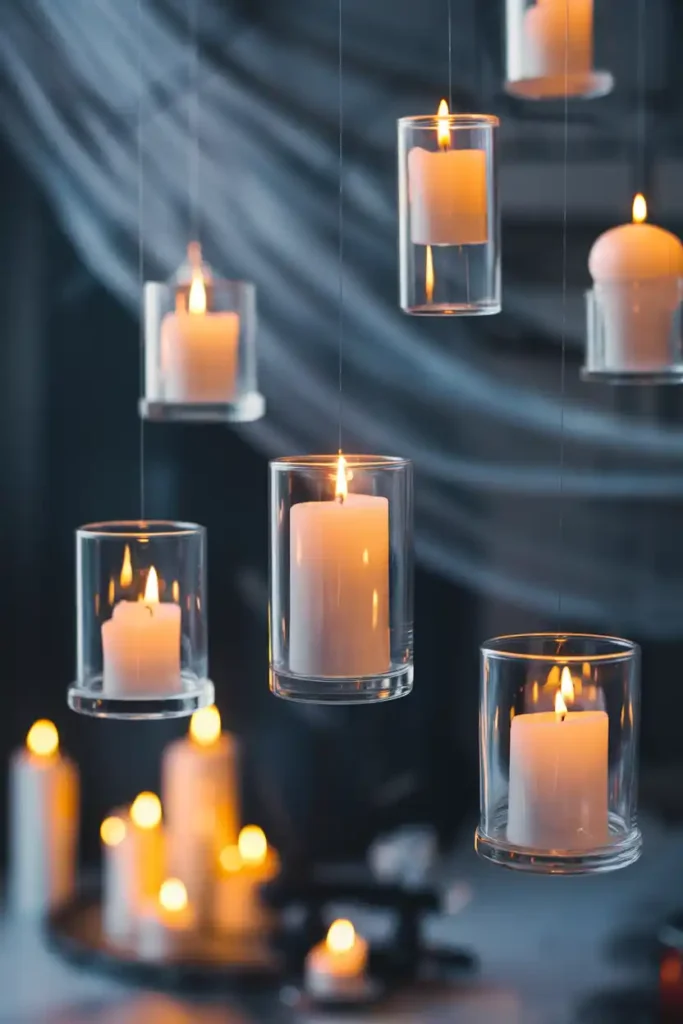 Floating Candles-haunted house halloween decor ideas
