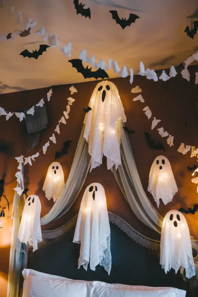 Ghostly Garlands and Banners-spooky halloween bedroom decor