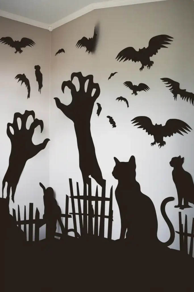 Ghostly Silhouettes-haunted house halloween decor ideas