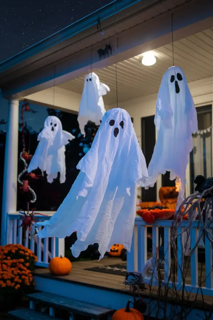 Ghostly Windsocks-halloween front porch ideas