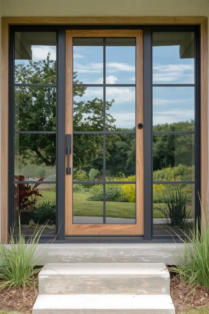 Glass Panel Door with Black Grid-door ideas to enhance curb appeal