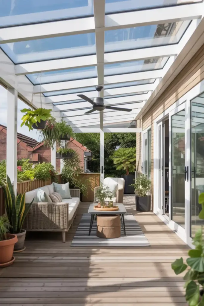Glass Panel Roof Extension-patio roof extension ideas