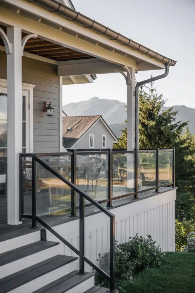 Glass Panel Sophistication-porch railing ideas