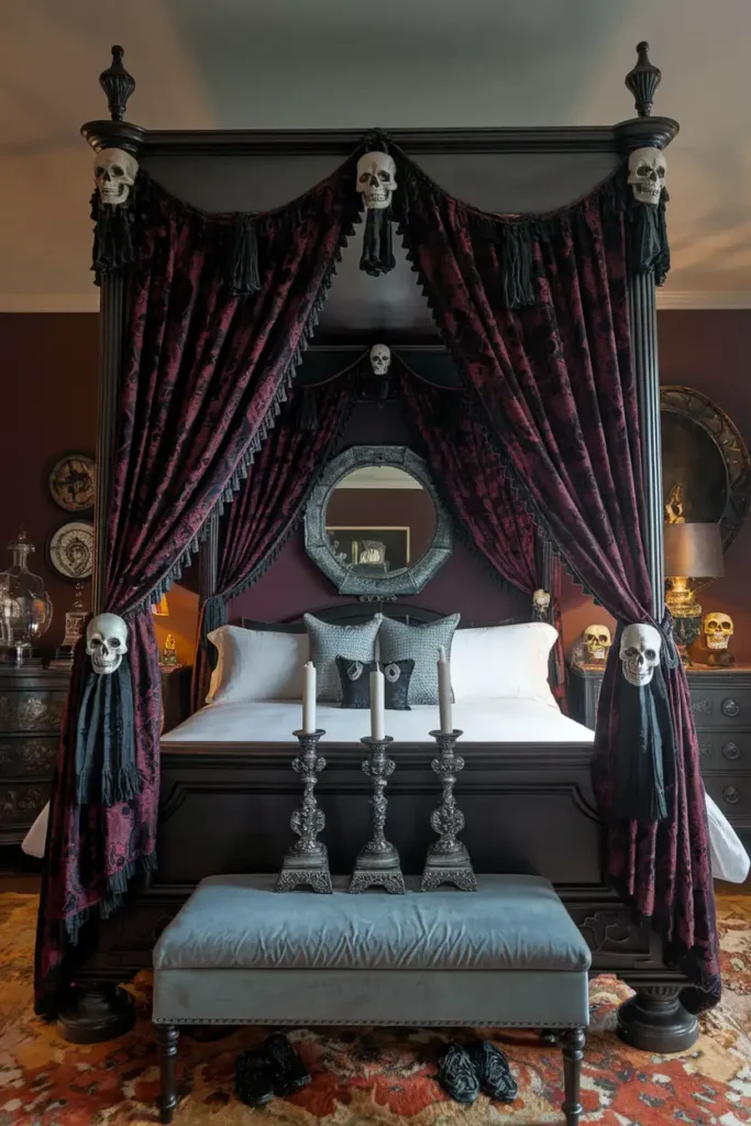 Gothic Bed Canopy-spooky halloween bedroom decor