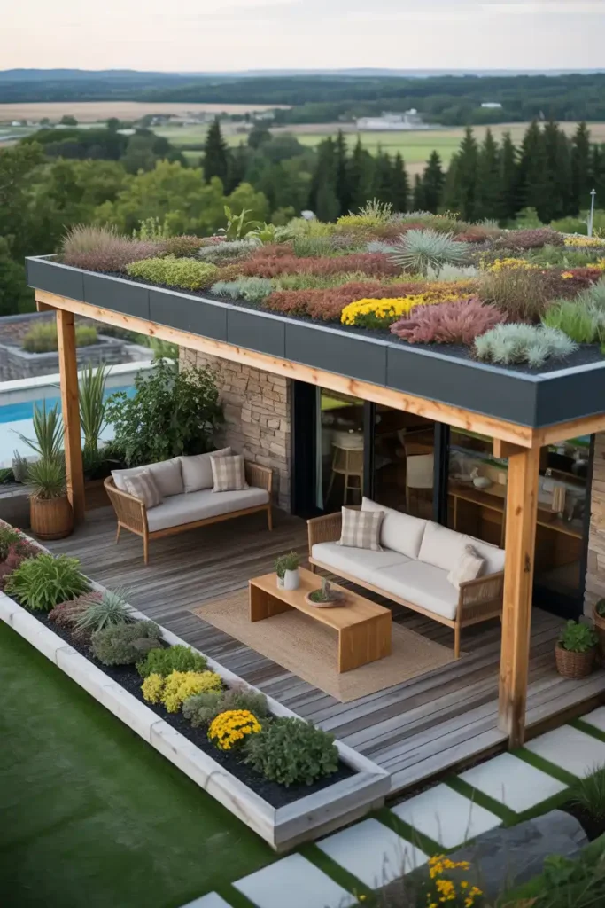 Green Roof Extension-patio roof extension ideas