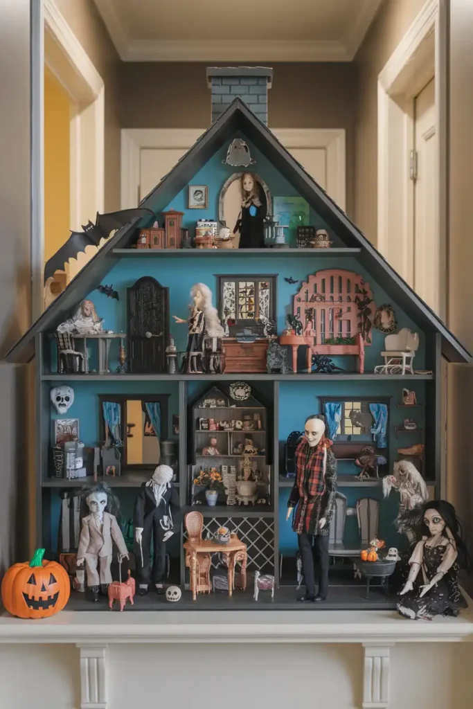 Haunted Dollhouse Display-halloween hallway decoration ideas