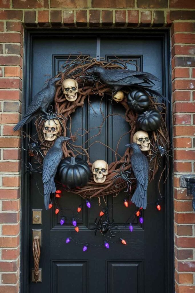 Haunted Halloween Wreath-halloween apartment decorations