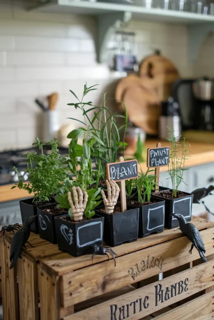 Haunted Herb Garden-halloween kitchen decor ideas