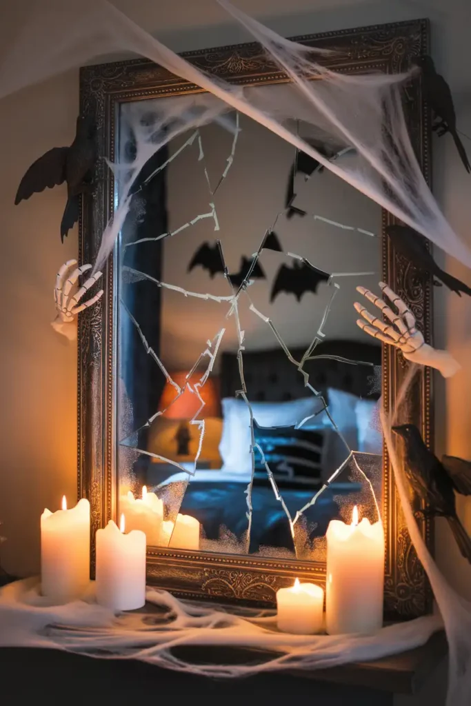 Haunted Mirror Makeovers-spooky halloween bedroom decor
