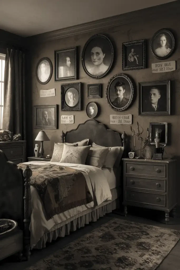 Haunted Portrait Gallery-spooky halloween bedroom decor