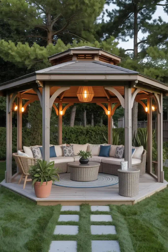 Hexagonal Gazebo Extension-patio roof extension ideas