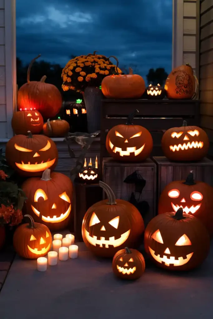 Jack-o'-Lantern Display-halloween front porch ideas