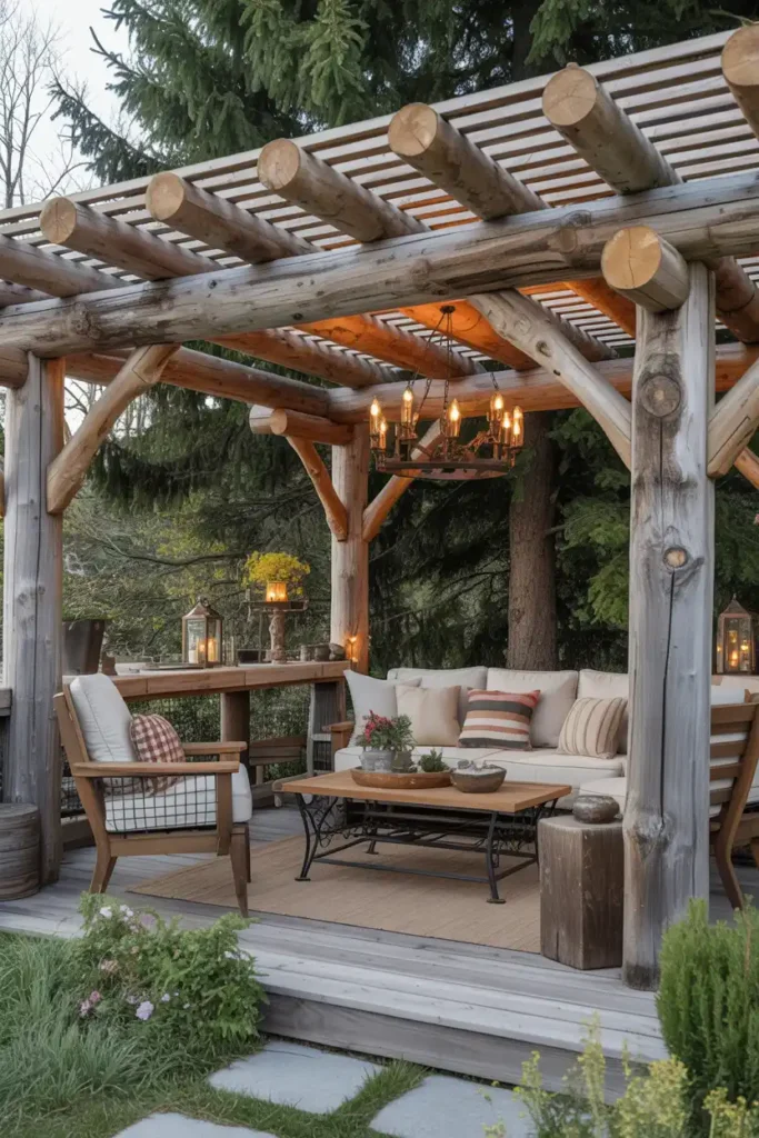 Log Beam Pergola