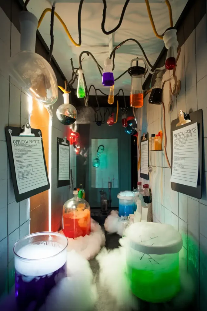 Mad Scientist Laboratory-halloween hallway decoration ideas
