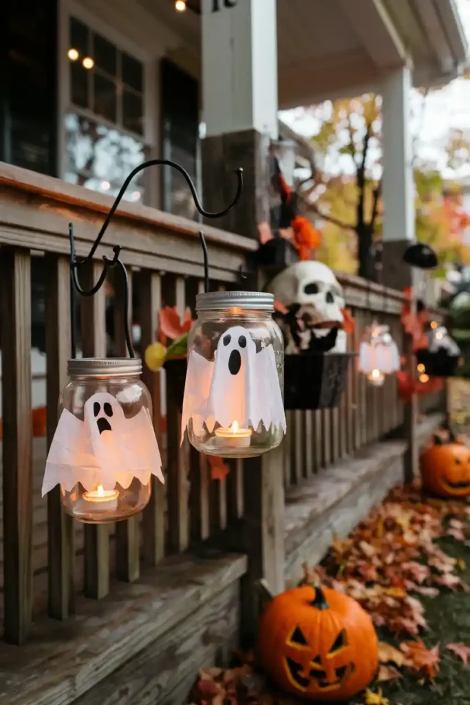 Mason Jar Lanterns-halloween front porch ideas