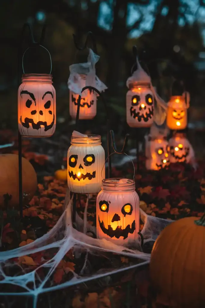 Mason Jar Lanterns with Attitude-halloween decorations for outdoor