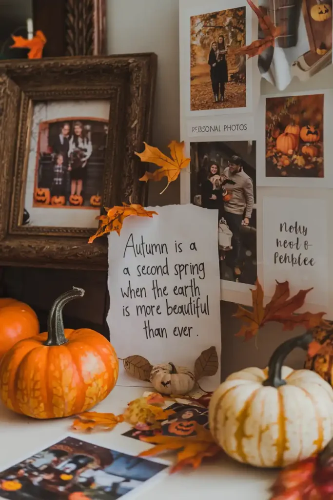 Memory and Photo Displays with Seasonal Touches-Cozy Halloween Aesthetic Decor
