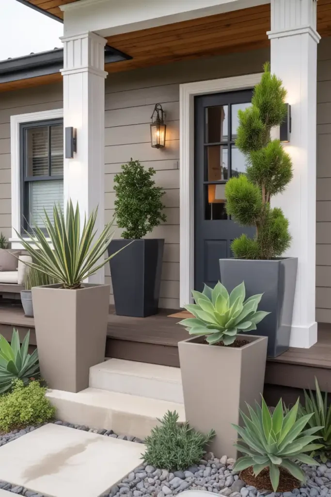 Modern Minimalist Container Garden-Front Porch Ideas