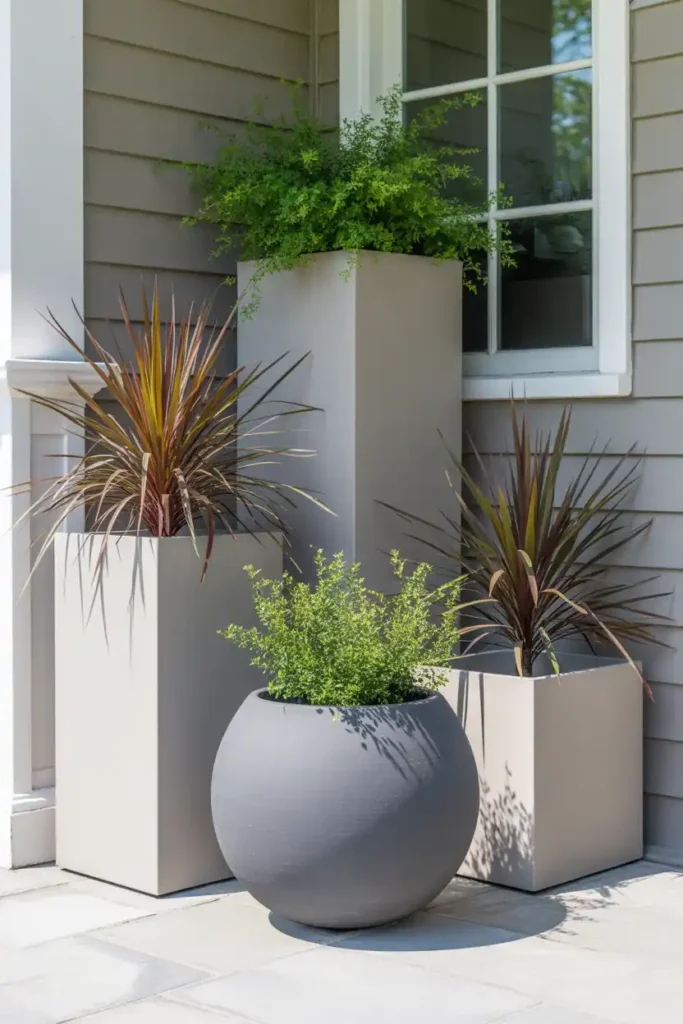 Modern Planter Groupings-Front Porch Ideas