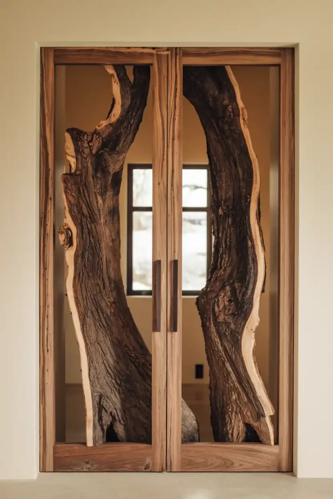 Natural Edge Wood Doors- Double Door Design Ideas