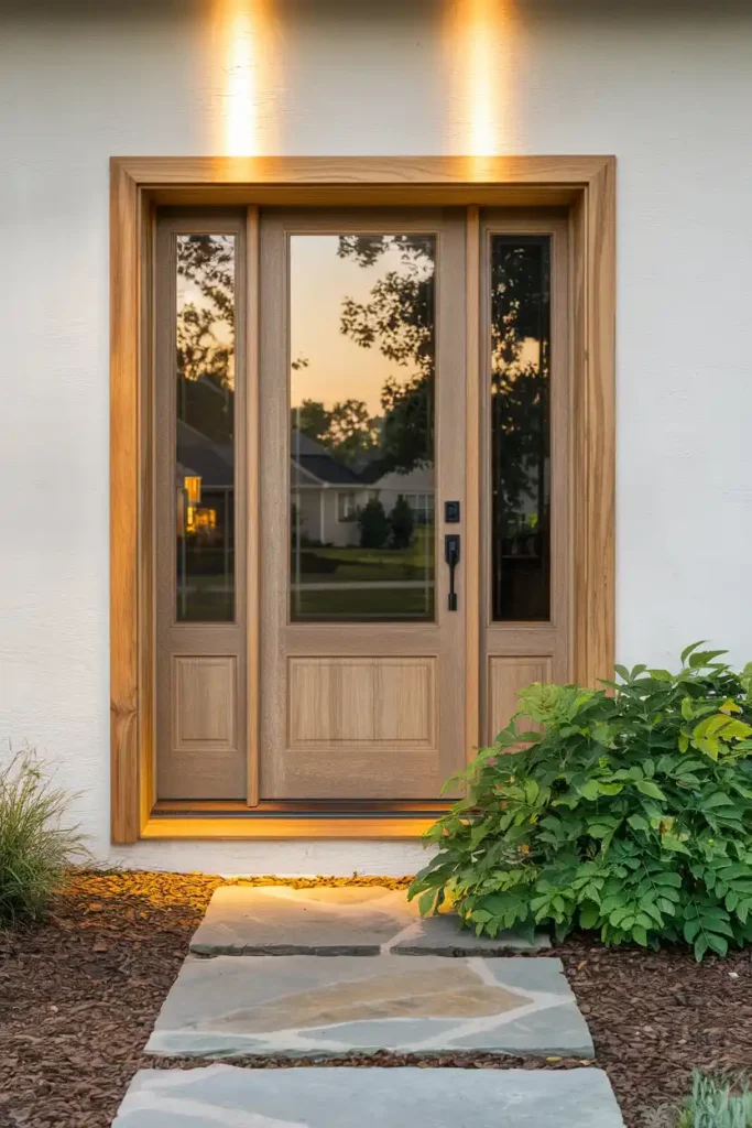 Natural Oak with Glass Inserts-door ideas to enhance curb appeal