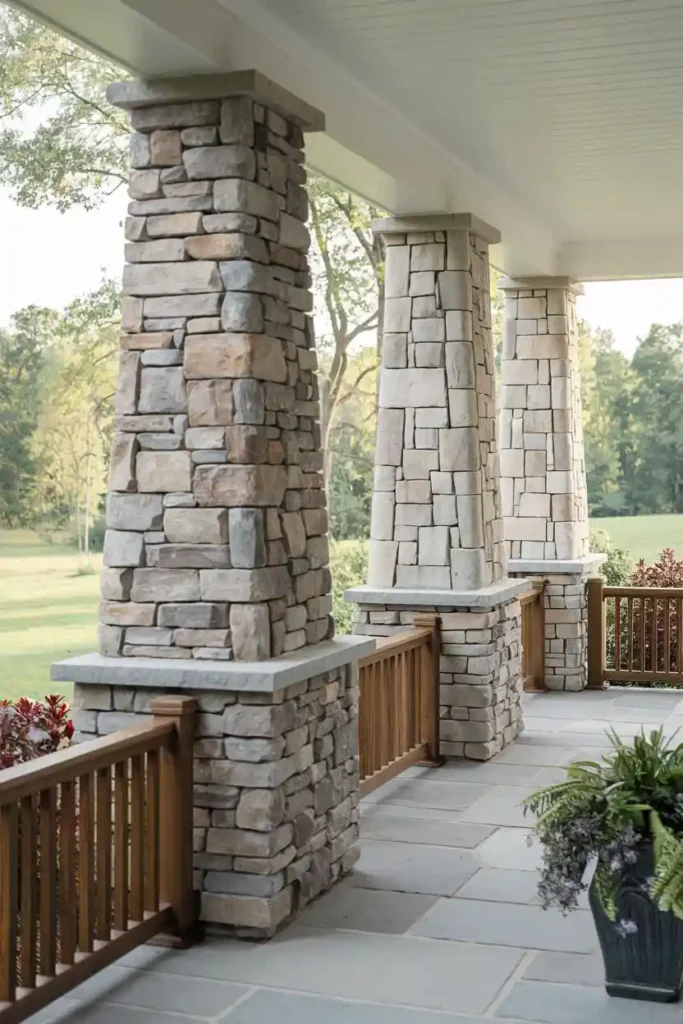 Natural Stone Columns-Front Porch Column Ideas
