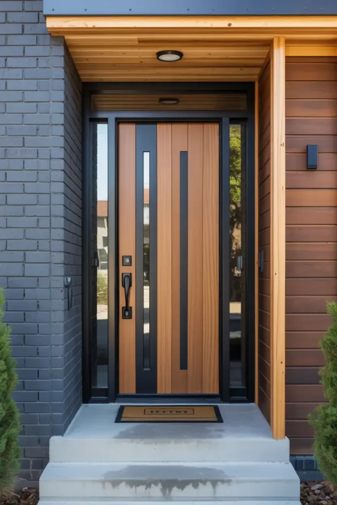 Natural Wood with Metal Accents-modern front door design ideas